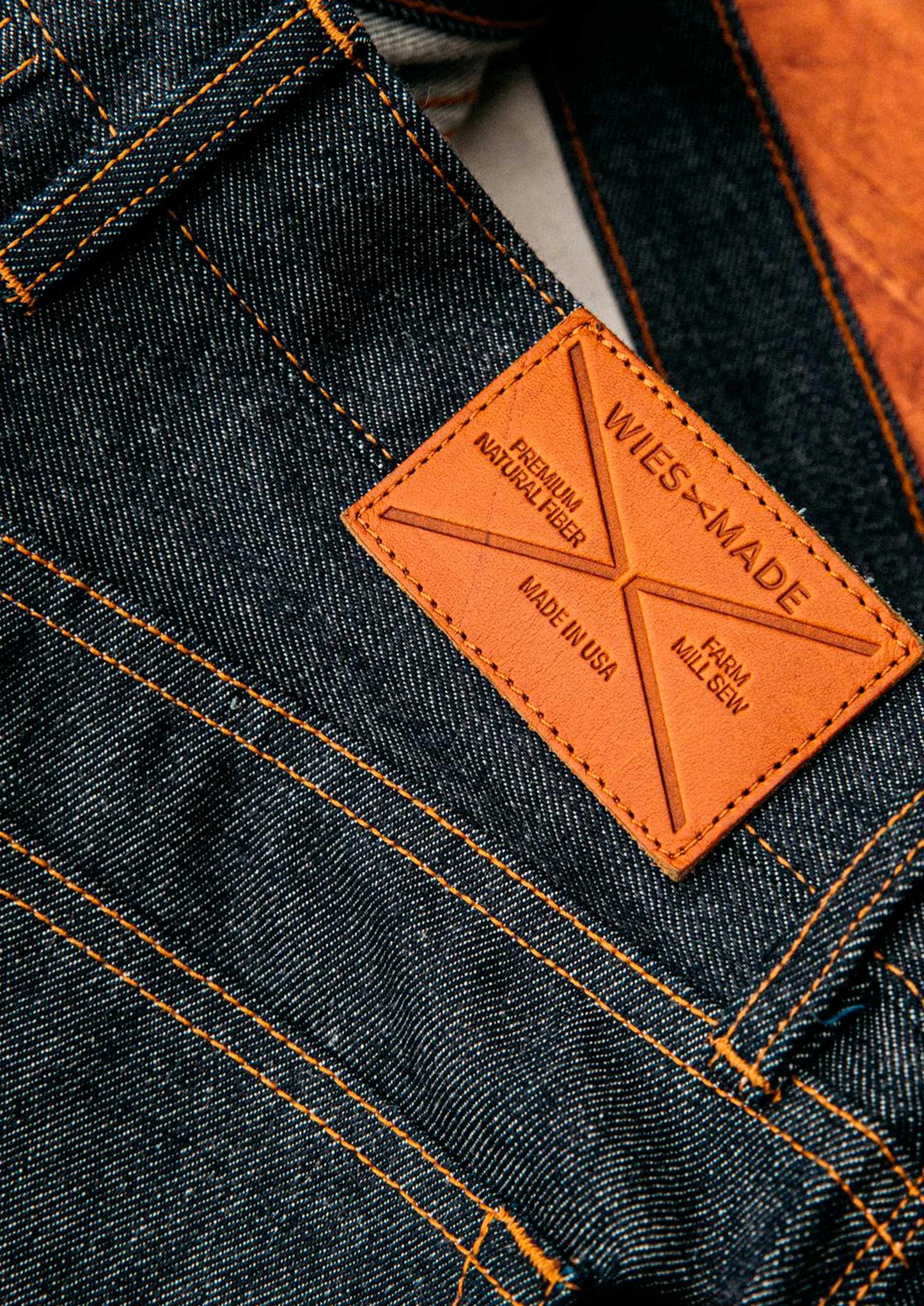 wiesmade tag on denim jeans